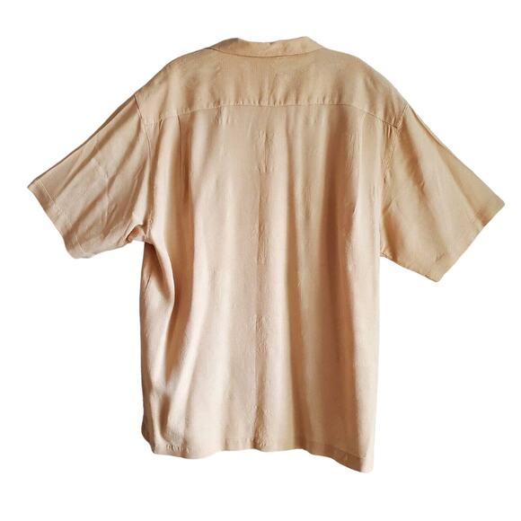 TOMMY BAHAMA Men's L SILK Shirt Hawaiian Palms Orange Button Up Chest 44" - Picture 6 of 6